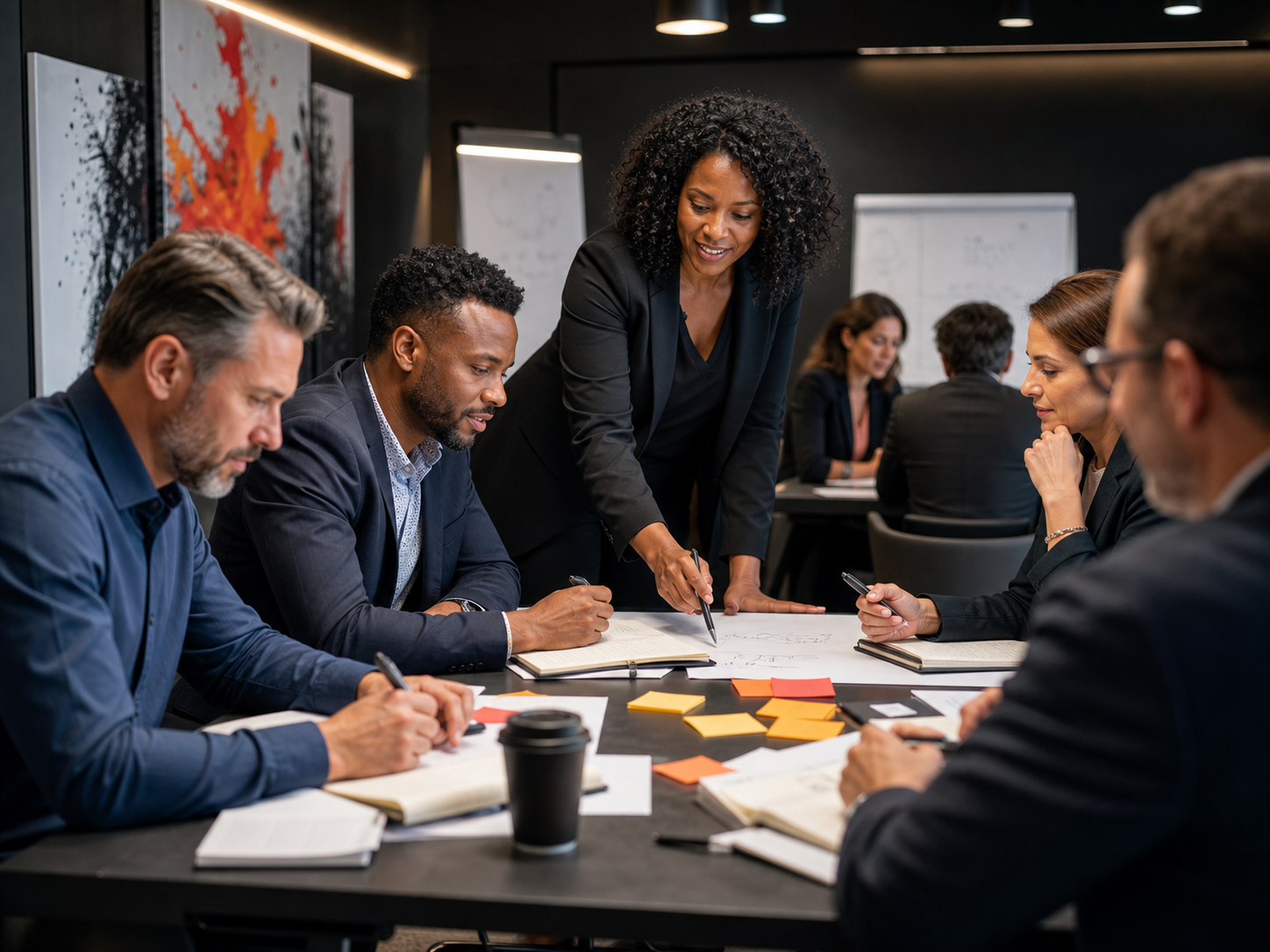 Corporate team practicing performance and emotional intelligence skills